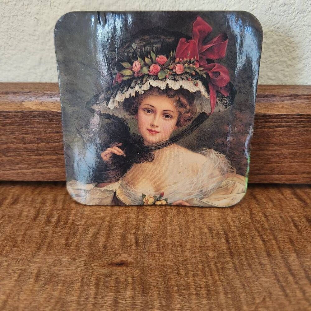 Victorian lady cup mat coaster 1 single piece decorative